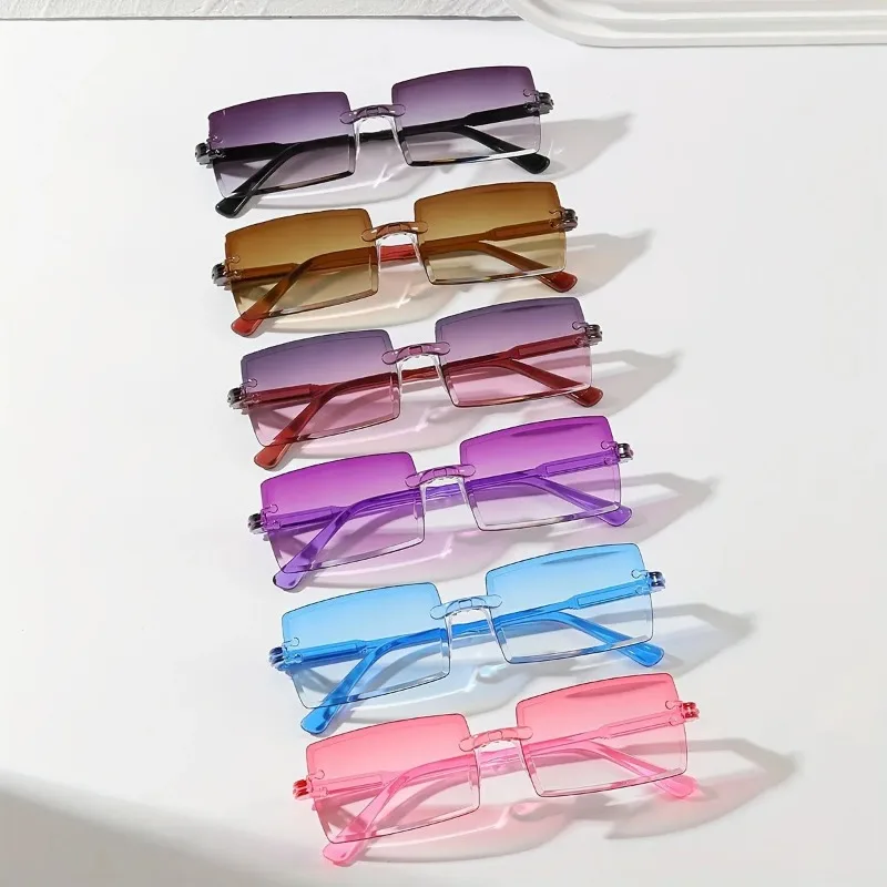 Sunglasses Uv400 - แว่นกันแดดแฟชั่นทรงสี่เหลี่ยม 6 ชิ้น สำหรับผู้หญิงและผู้ชาย ดีไซน์น่ารัก สีลูกกวาด