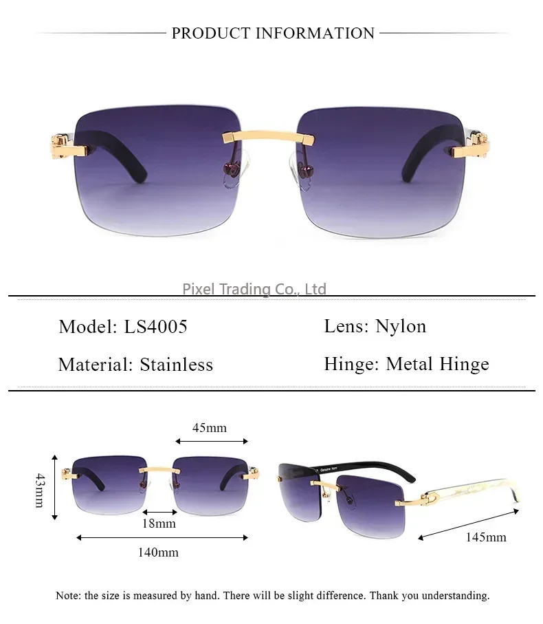 Sunglasses Uv400 - แว่นกันแดด Carter สีดำ-ขาว ทำจากเขาควาย ดีไซน์ไร้กรอบ แว่นตาทำจากเขาควายแท้
