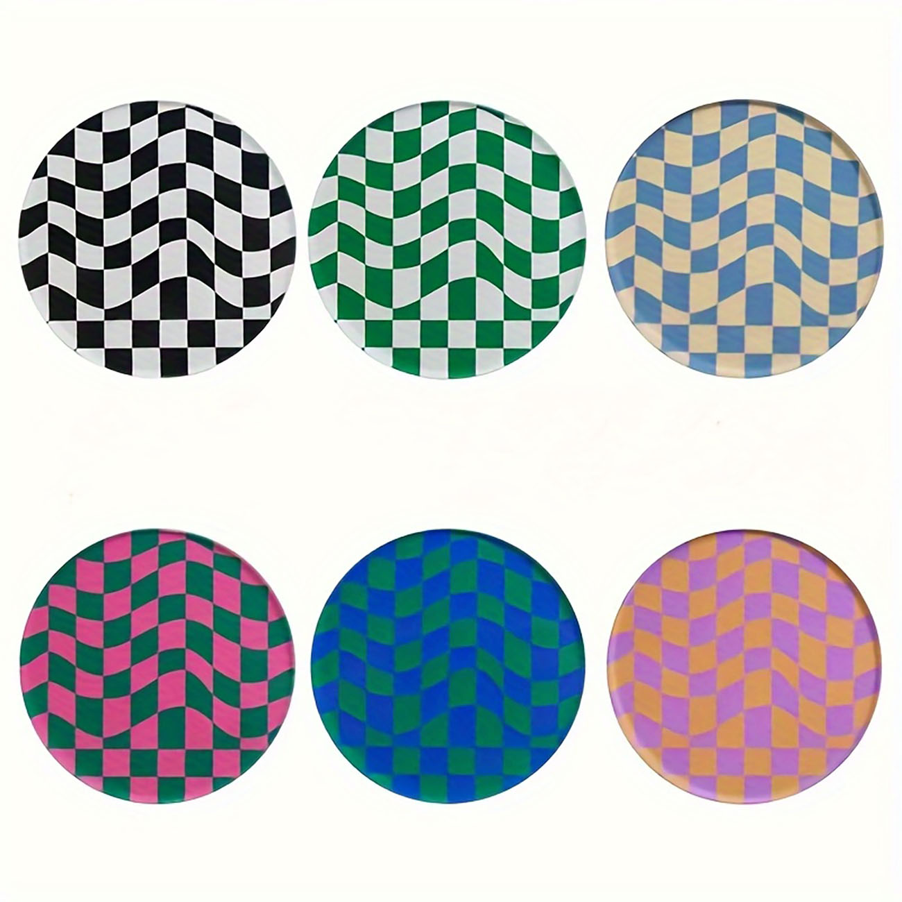 Marble Coaster Set - 6 ชิ้น - ที่รองแก้วไม้ กันลื่นและทนความร้อน ของตกแต่งโต๊ะอาหาร