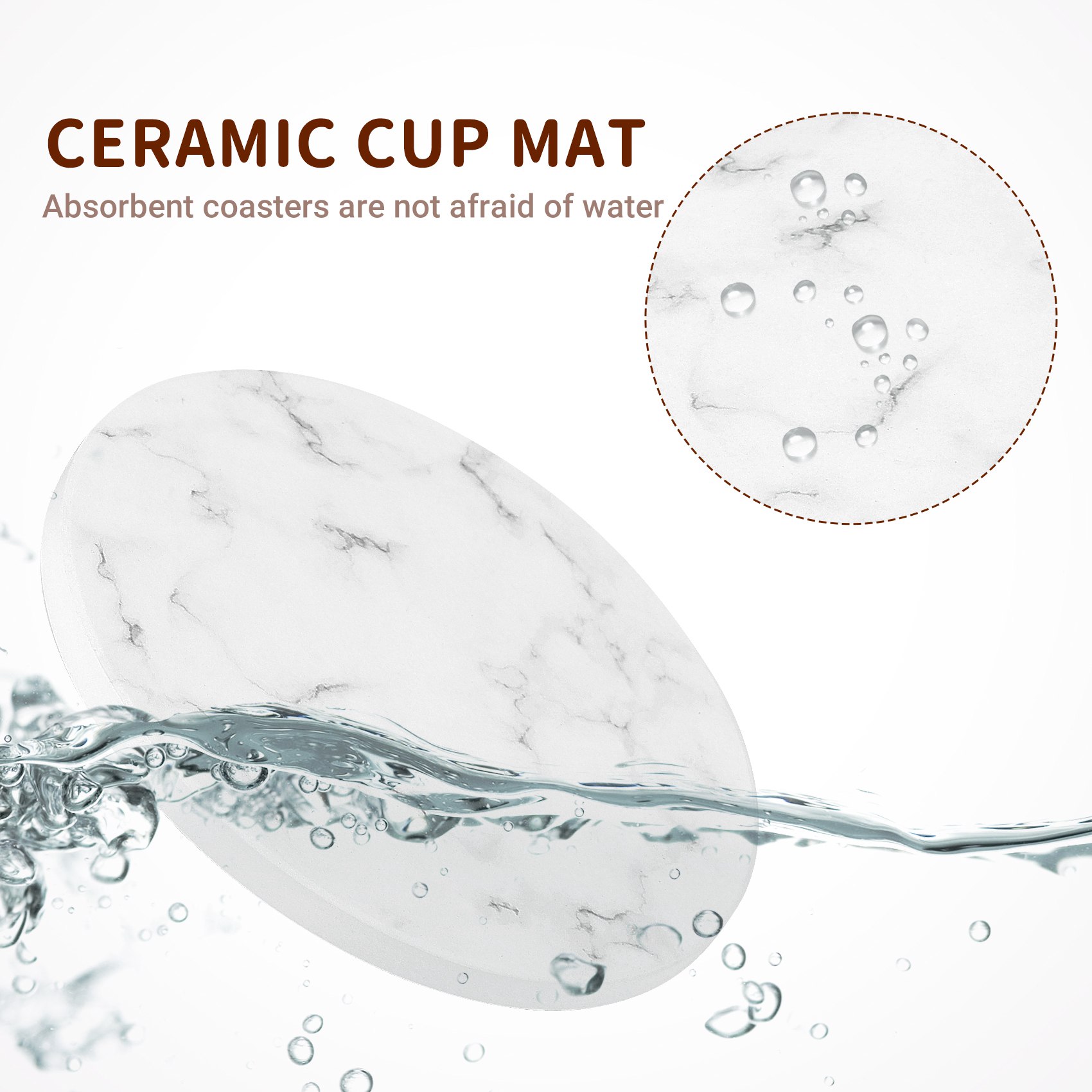 Marble Coaster Set - ABAH-ที่รองแก้วดูดซับน้ำสำหรับเครื่องดื่ม ชุดที่รองแก้วพร้อมที่วาง ชุด 6 ชิ้น สำหรับแก้วน้ำหลากหลายชนิด