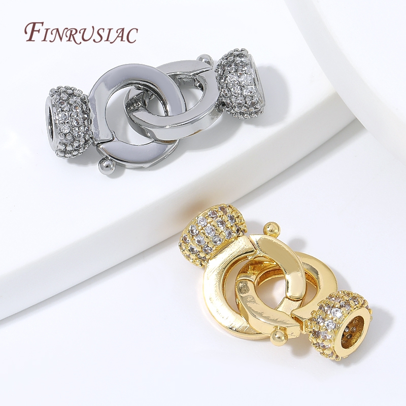 Gold Plated Jewelry - ตัวล็อกเครื่องประดับชุบทอง 18K ทำจากทองเหลือง พร้อมประดับเพชร CZ สำหรับทำสร้อยข้อมือ