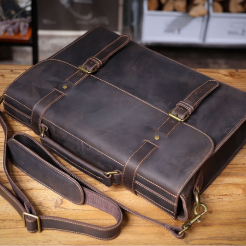 Leather Briefcase - ดั้งเดิมสุดหรูกระเป๋าเอกสารธุรกิจกระเป๋าหนังแท้สำหรับผู้ชายกระเป๋าพาดลำตัวสะพายไหล่กระเป๋าคอมพิวเตอร์15.6 2025กระเป๋ากล้อง