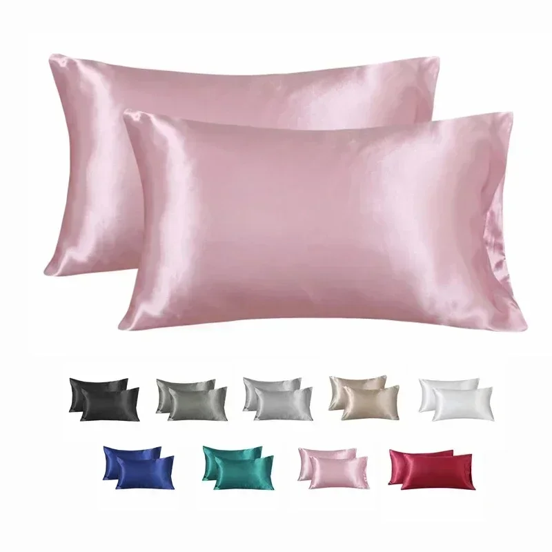 Silk Pillowcase - ปลอกหมอนผ้าไหม 100% หมอน Silky ซาตินผมความงามปลอกหมอนสบายหมอนตกแต่งบ้านหมอนครอบคลุม.
