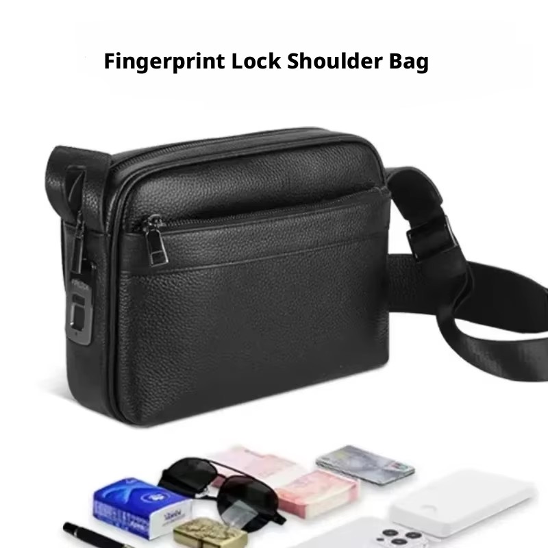 Leather Wallet Men - กระเป๋าล็อคลายนิ้วมือสำหรับผู้ชาย, กระเป๋าสะพายหนัง, กระเป๋าสตางค์ยาวสำหรับผู้ชาย, กระเป๋าใส่โทรศัพท์มือถือ, กระเป๋าสะพายข้างผู้ชาย, กระเป๋า