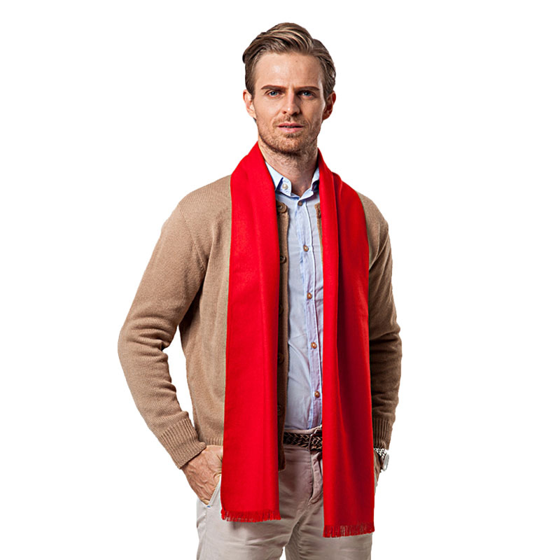 Cashmere Scarf - แฟชั่นฤดูหนาวสีทึบผู้ชายผ้าพันคอสีแดงแบรนด์หรู Designer สไตล์ขนสัตว์นุ่มผ้าพันคอผ้าพันคอผ้าพันคอ Cachecol Masculino Inverno