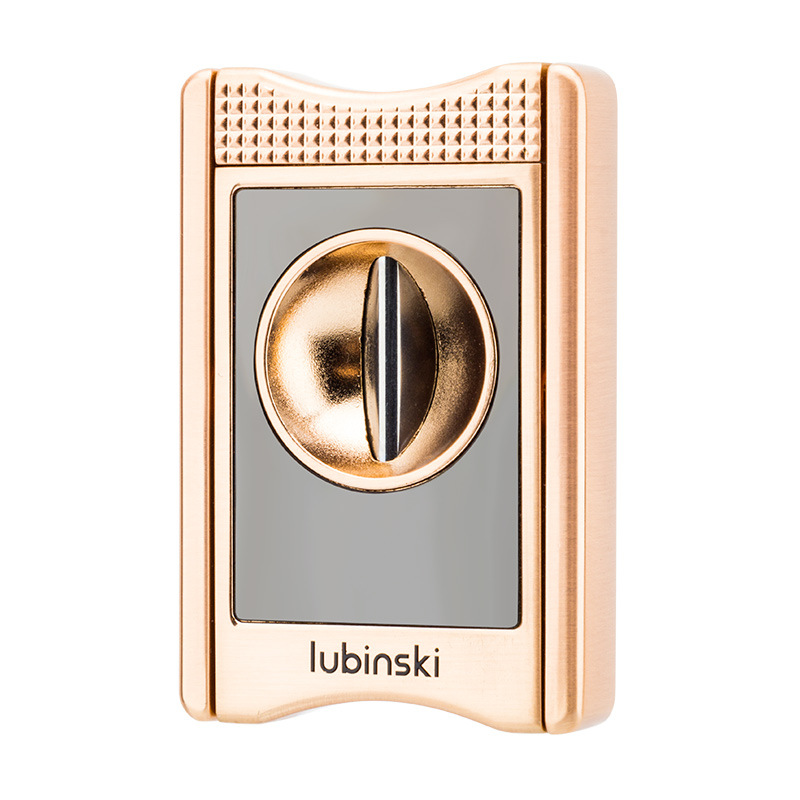 Premium Cigar Case - Lubinski คลิปซิการ์รูปตัววีที่เขี่ยบุหรี่โลหะผสมสังกะสีเครื่องตัดอเนกประสงค์เคสหนังกล่องของขวัญ CT-071