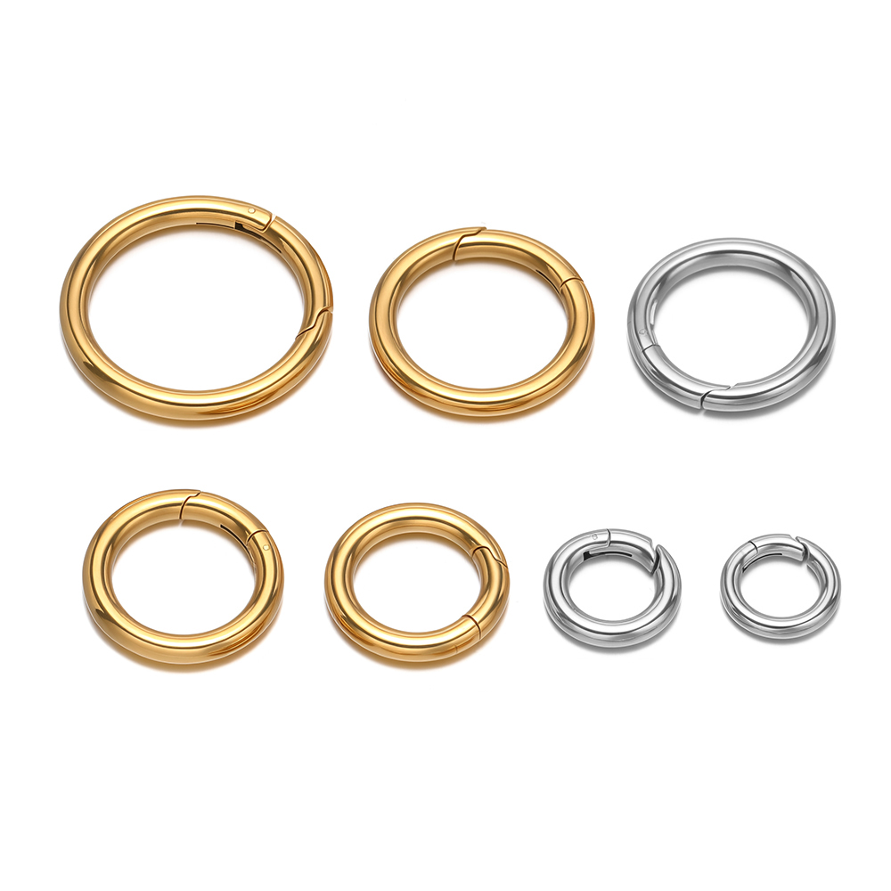 Gold Plated Jewelry - ตัวล็อคสปริงทรงกลม 2 ชิ้น/ล็อต ทำจากสแตนเลสชุบทอง ใช้สำหรับทำพวงกุญแจ ตัวเชื่อมต่อสำหรับงาน