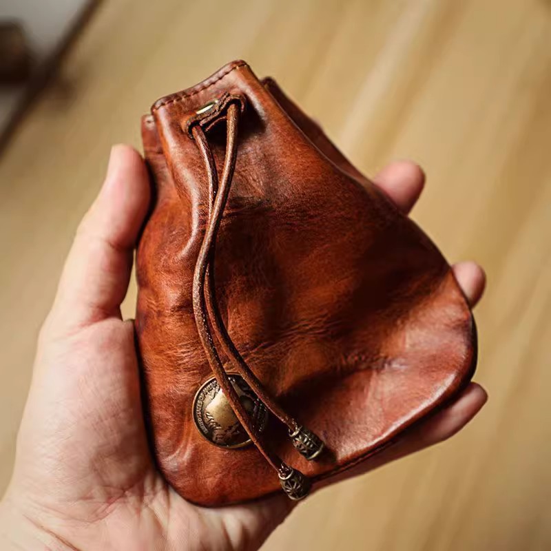 Leather Wallet Men - สไตล์ญี่ปุ่นกระเป๋าสตางค์หนังแท้นุ่มกระเป๋ามินิกระเป๋าใส่เหรียญมัลติฟังก์ชั่นกระเป๋าคาดเอวสำหรับผู้ชายผู้หญิงทำด้วยมือ