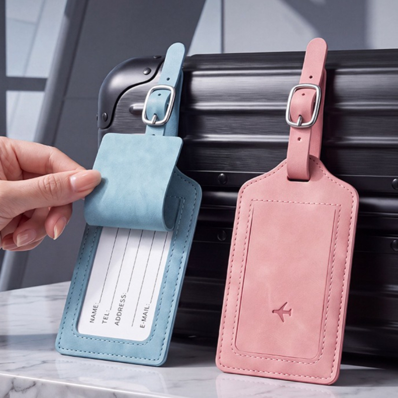 Travel Luggage Set - ป้ายติดกระเป๋าเดินทางหนัง PU 1 ชิ้น สำหรับผู้หญิงและผู้ชาย อุปกรณ์เสริมการเดินทาง