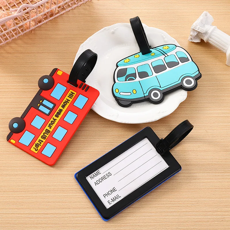 Travel Luggage Set - น่ารักการ์ตูนรถยนต์ PVC ซิลิโคนแท็กกระเป๋าเดินทางกระเป๋าเดินทางชื่อแท็กกระเป๋าเดินทาง Boarding Pass อุปกรณ์เสริมการเดินทาง