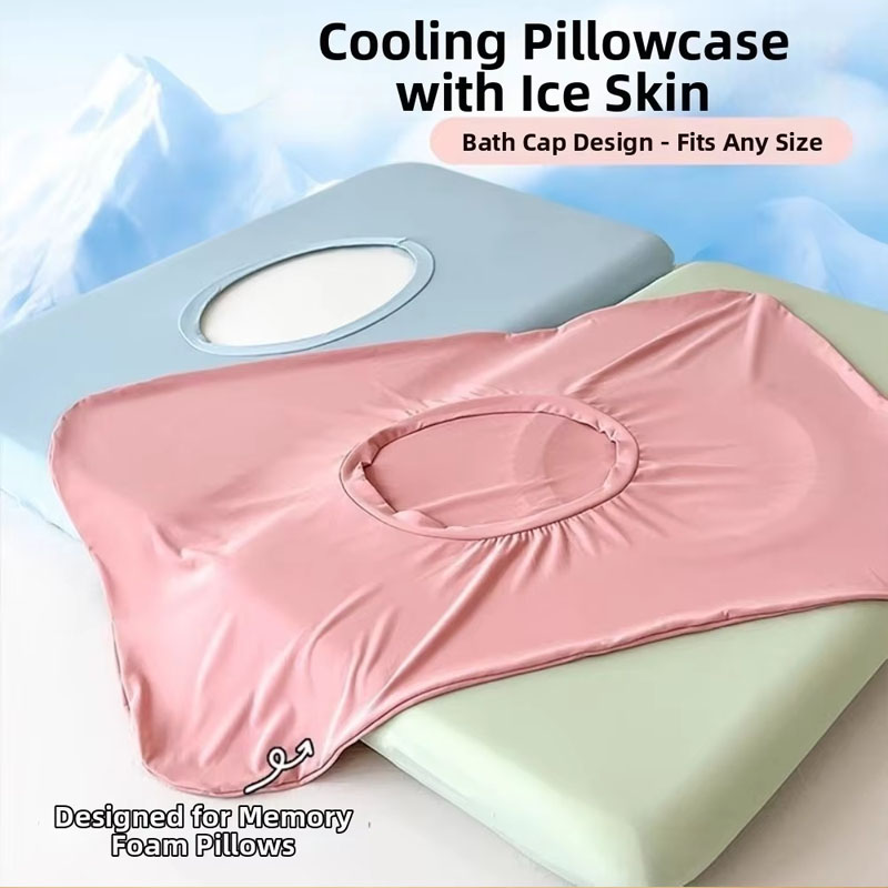 Silk Pillowcase - ปลอกหมอนผ้าไหมน้ำแข็งสำหรับฤดูร้อนที่เย็นสบาย เหมาะสำหรับผู้ที่นอนร้อน ปลอกหมอนระบายอากาศสำหรับใช้กับเครื่องปรับอากาศ ปลอกหมอนเมมโมรี่โฟม ผ้าขนหนู