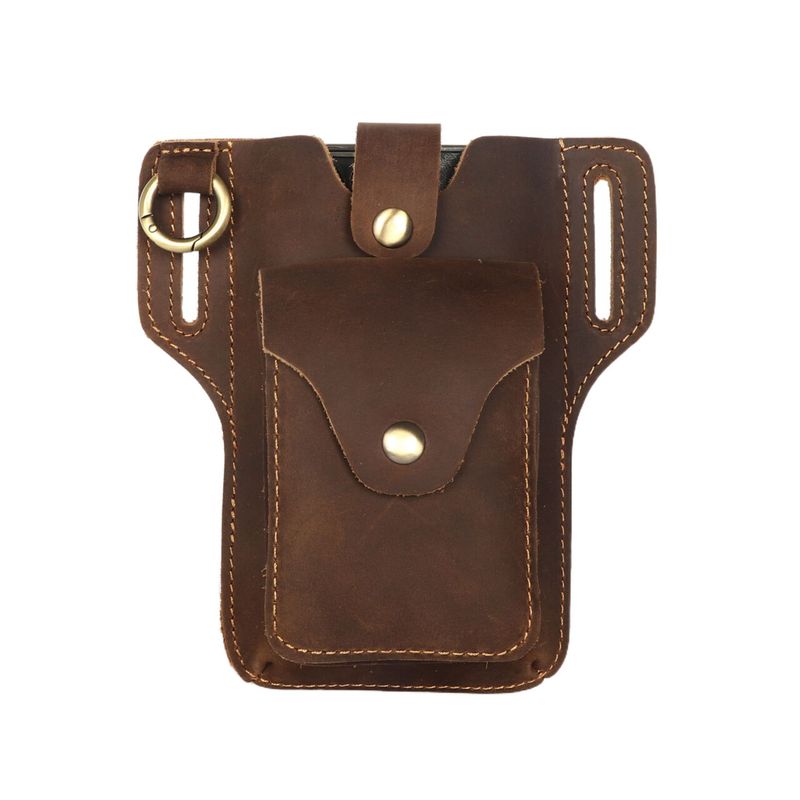 Leather Wallet Men - กระเป๋าสตางค์หนังผู้ชายรุ่นใหม่สำหรับใส่มือถือ ทำจากหนังวัวชั้นบนสุด กระเป๋าคาดเอวสำหรับกางเกงยุทธวิธี เหมาะสำหรับงานก่อสร้างกลางแจ้ง