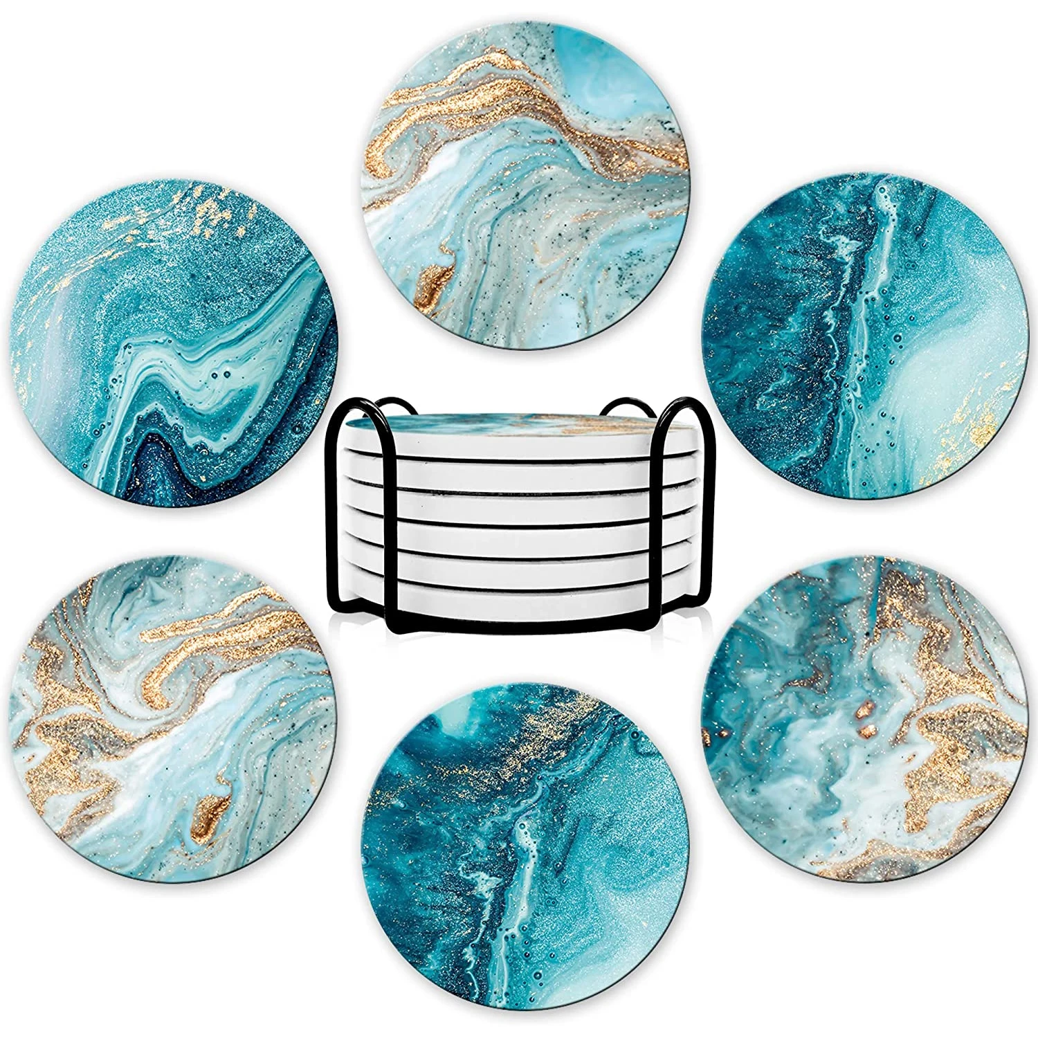 ชุดที่รองแก้วเครื่องดื่ม 6 ชิ้ - Marble Coaster Set บทวิจารณ์และราคา