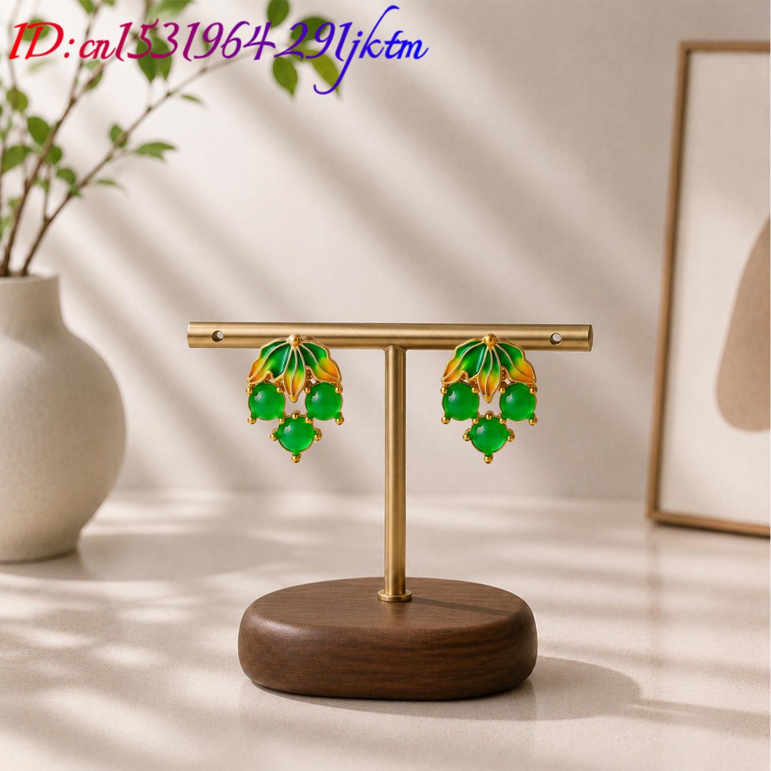 ต่างหูหยกพม่าลายองุ่น เครื่องป - Gold Plated Jewelry บทวิจารณ์และราคา
