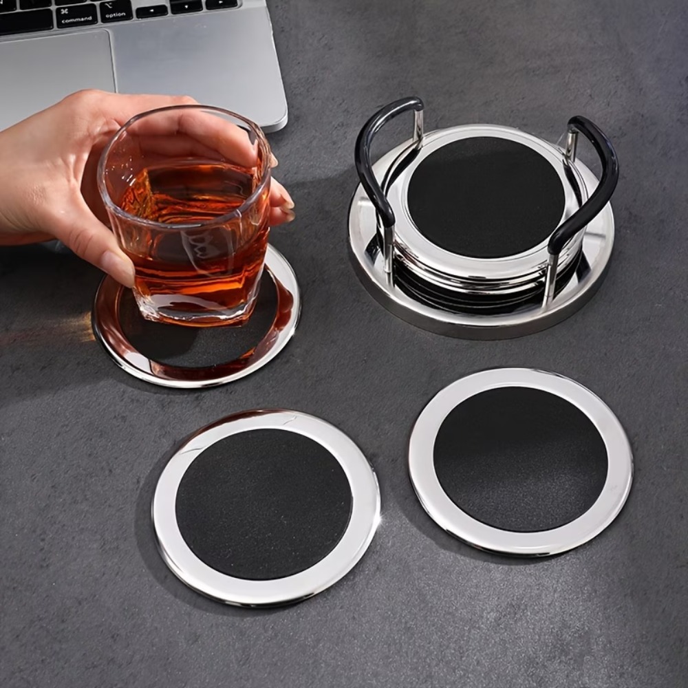 ชุดจานรองแก้วสแตนเลสทรงกลม 6 ช - Marble Coaster Set บทวิจารณ์และราคา