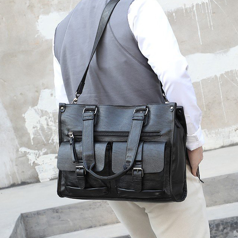กระเป๋าเอกสารหนัง PU แบบสะพายไ - Leather Briefcase บทวิจารณ์และราคา