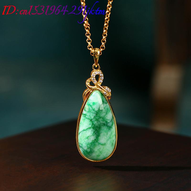สร้อยคอจี้หยดน้ำหยกธรรมชาติ แก - Gold Plated Jewelry บทวิจารณ์และราคา