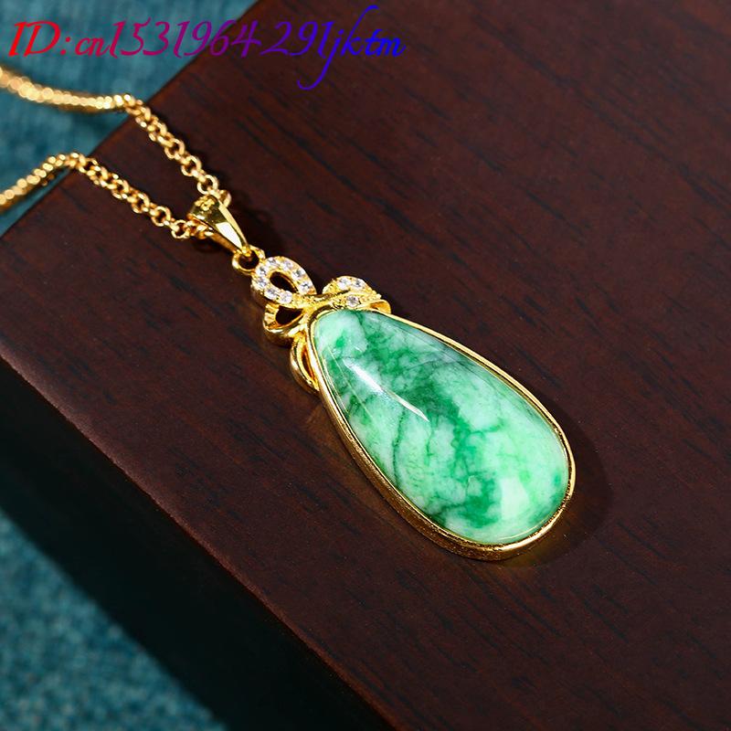 สร้อยคอจี้หยดน้ำหยกธรรมชาติ แก - Gold Plated Jewelry บทวิจารณ์และราคา
