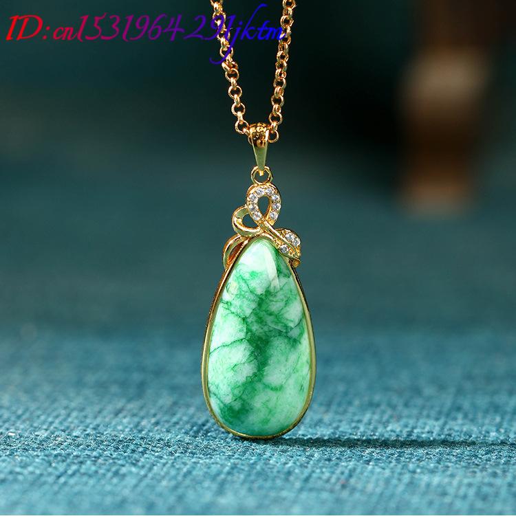 สร้อยคอจี้หยดน้ำหยกธรรมชาติ แก - Gold Plated Jewelry บทวิจารณ์และราคา