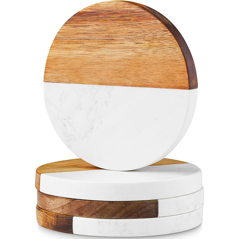 ชุดจานรองแก้วไม้กระถินณรงค์ลาย - Marble Coaster Set บทวิจารณ์และราคา