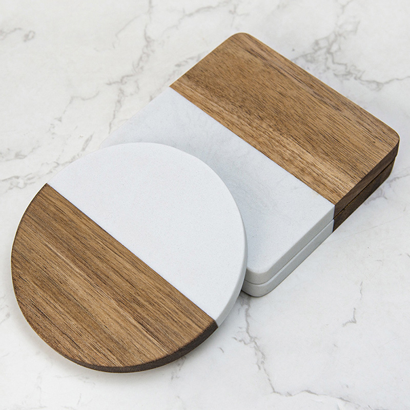 ชุดจานรองแก้วไม้กระถินณรงค์ลาย - Marble Coaster Set บทวิจารณ์และราคา