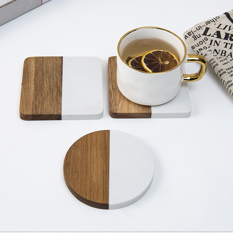 ชุดจานรองแก้วไม้กระถินณรงค์ลาย - Marble Coaster Set บทวิจารณ์และราคา