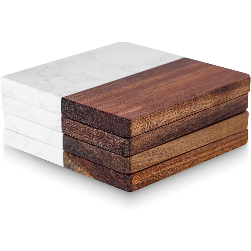 ชุดจานรองแก้วไม้กระถินณรงค์ลาย - Marble Coaster Set บทวิจารณ์และราคา