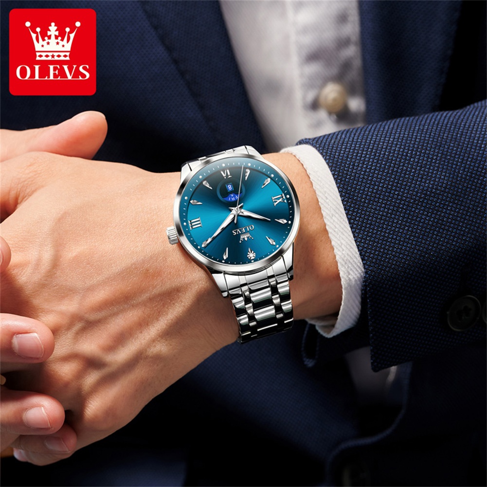 OLEVS มูนเฟสนาฬิกาผู้ชายปฏิทิน - Luxury Watch Men บทวิจารณ์และราคา