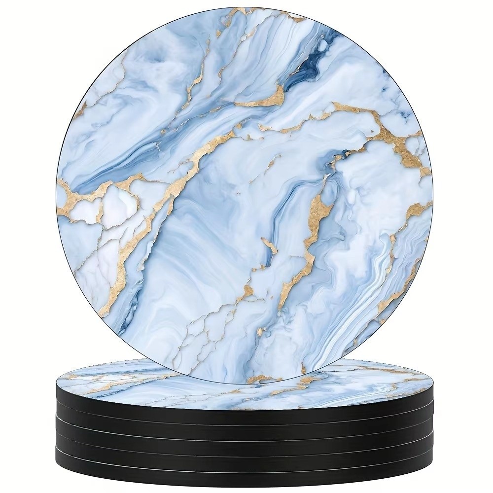 ชุดที่รองแก้วไม้ลายหินอ่อน ขนา - Marble Coaster Set บทวิจารณ์และราคา