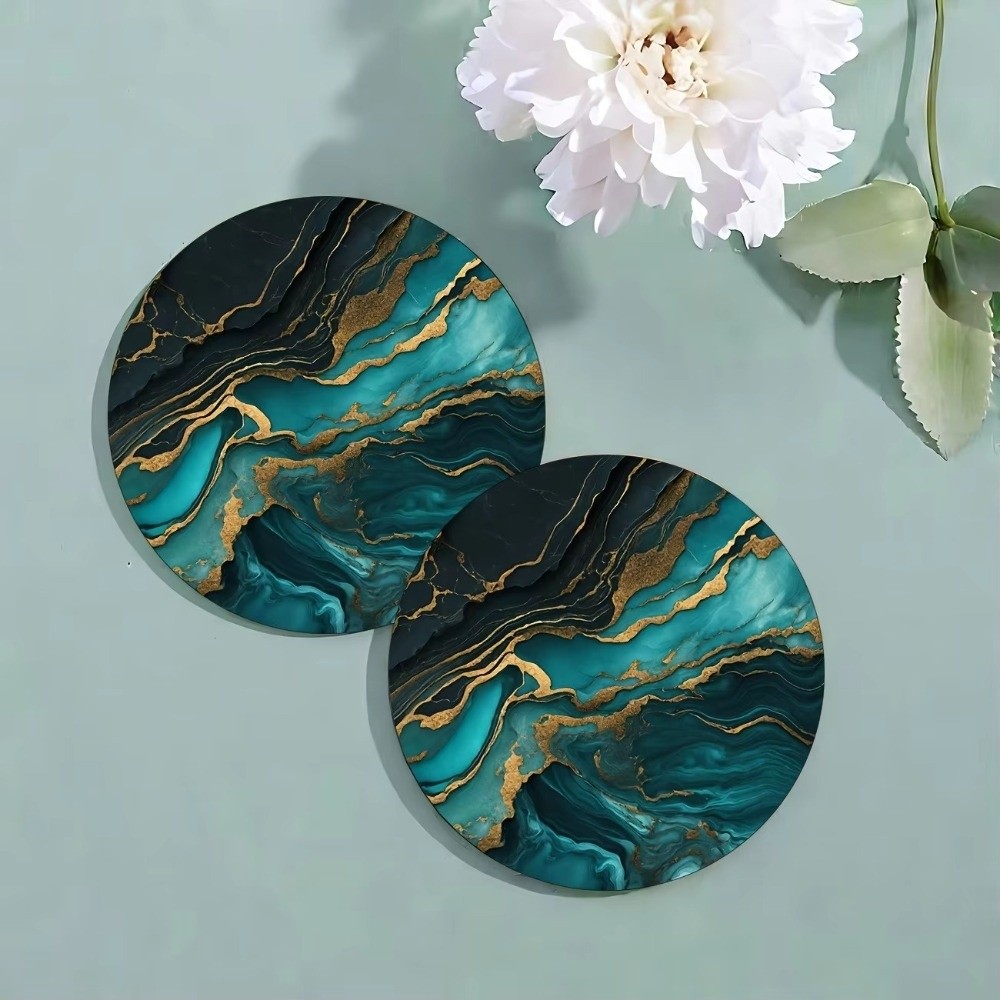 ชุดที่รองแก้วไม้ลายหินอ่อน ขนา - Marble Coaster Set บทวิจารณ์และราคา