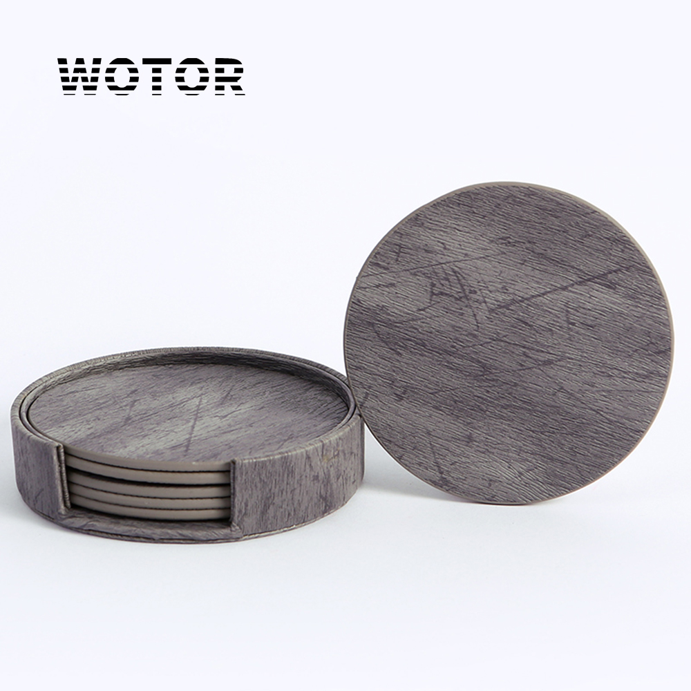 WOTOR 6 ชิ้น/ล็อตวงกลมไม้หนังไ - Marble Coaster Set บทวิจารณ์และราคา
