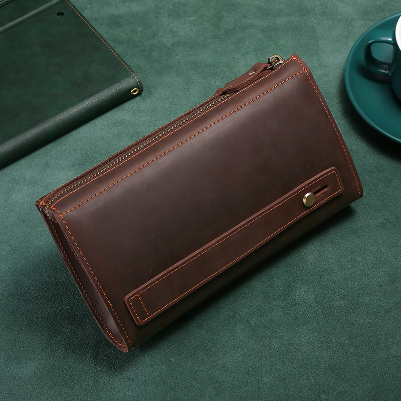 กระเป๋าคลัทช์ผู้ชายทรงยาว กระเ - Leather Wallet Men บทวิจารณ์และราคา