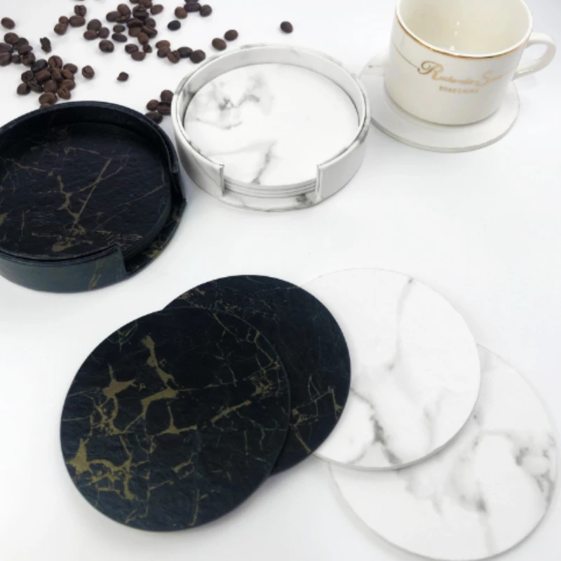 6pcsMarble Coaster หนังเทียม 1 - Marble Coaster Set บทวิจารณ์และราคา