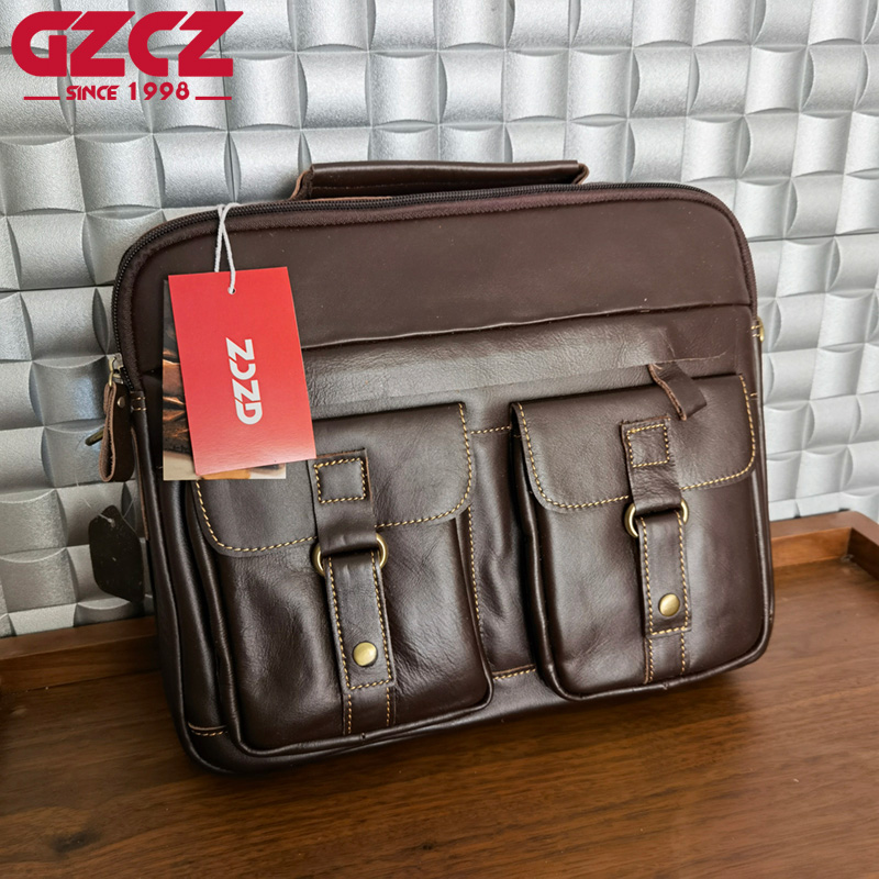 GZCZ กระเป๋าถือผู้ชาย กระเป๋าค - Leather Briefcase บทวิจารณ์และราคา