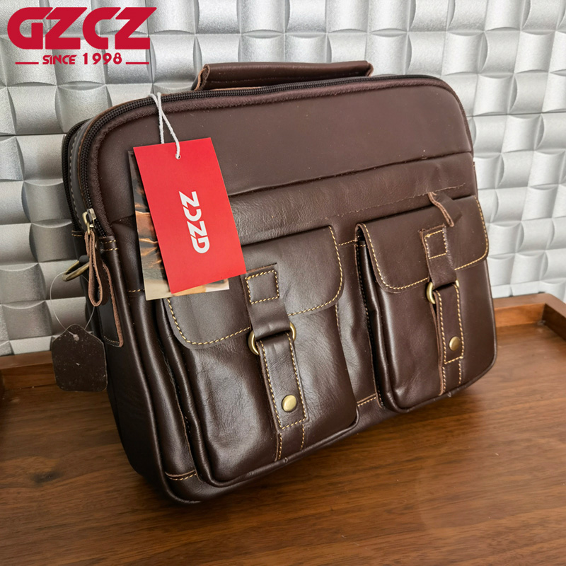 GZCZ กระเป๋าถือผู้ชาย กระเป๋าค - Leather Briefcase บทวิจารณ์และราคา