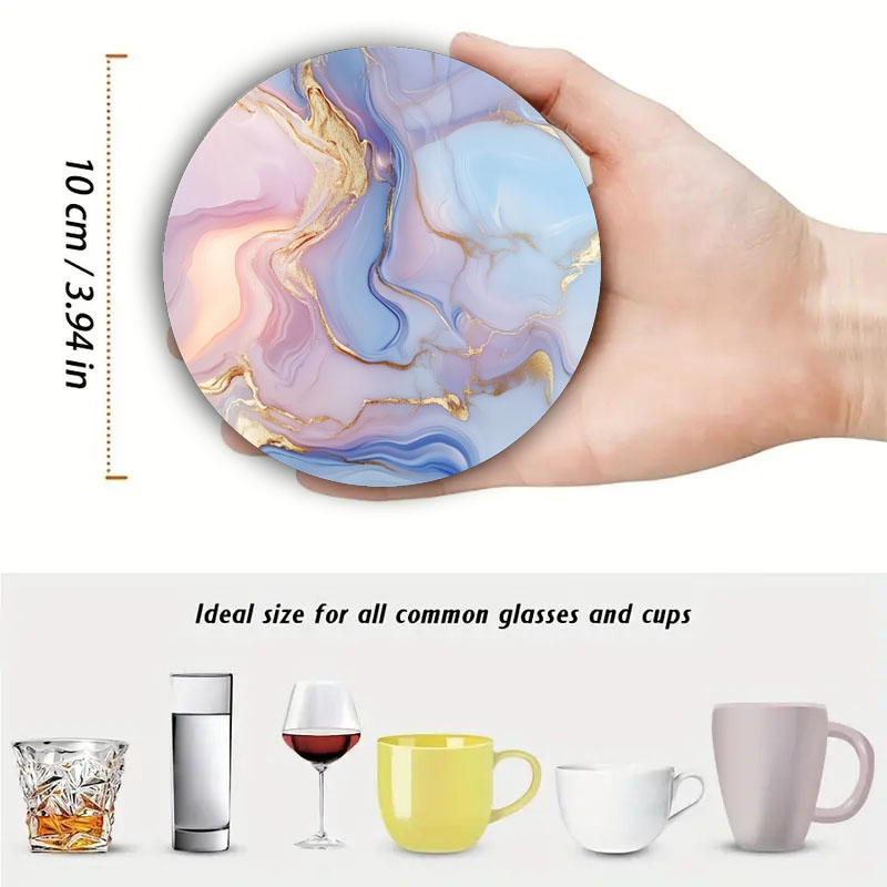ที่รองแก้วลายหินอ่อน 4 ชิ้น เห - Marble Coaster Set บทวิจารณ์และราคา