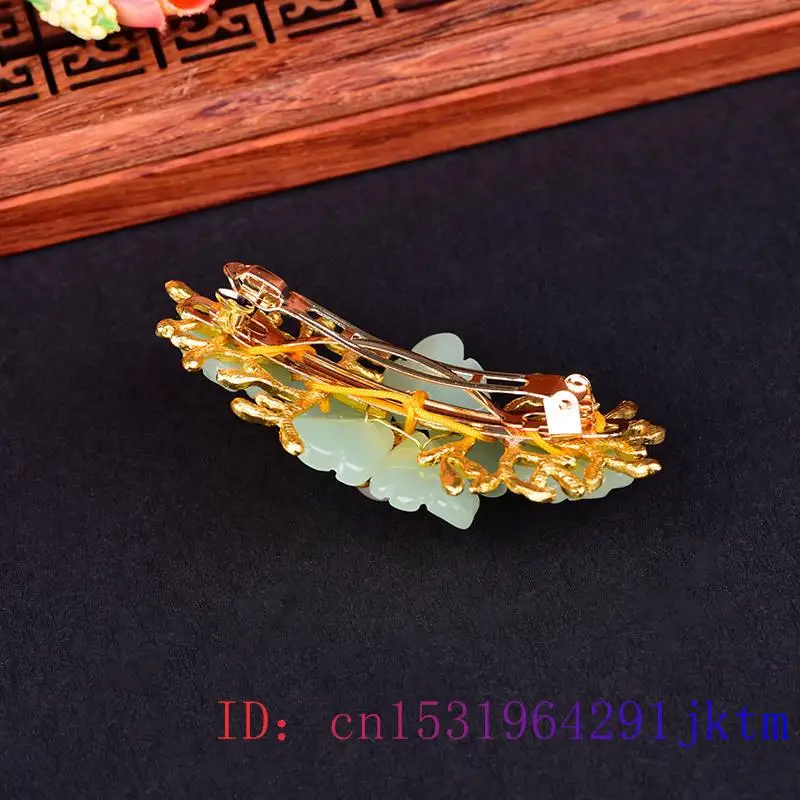 กิ๊บติดผมหยกสีเขียวออกแบบสวยงา - Gold Plated Jewelry บทวิจารณ์และราคา