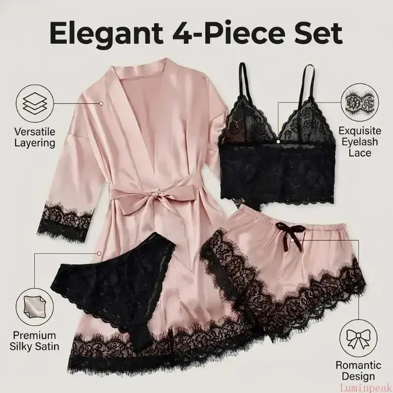 ชุดนอนผ้าซาตินสำหรับผู้หญิง 4  - Luxury Gift Set บทวิจารณ์และราคา