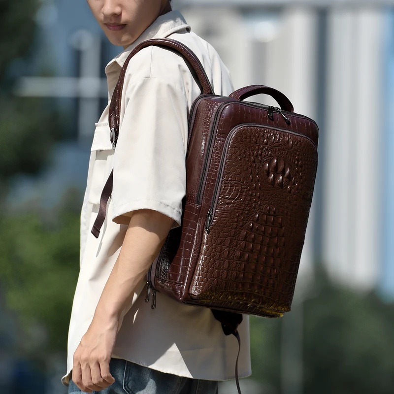 กระเป๋าเป้สะพายหลังหนังลายจระเ - Leather Briefcase บทวิจารณ์และราคา
