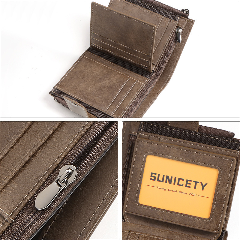 กระเป๋าสตางค์หนังแท้ทรงบางสำหร - Leather Wallet Men บทวิจารณ์และราคา
