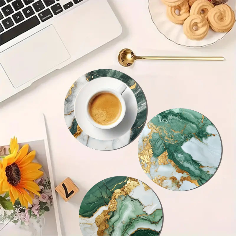 ที่รองแก้วลายหินอ่อน 4 ชิ้น เห - Marble Coaster Set บทวิจารณ์และราคา