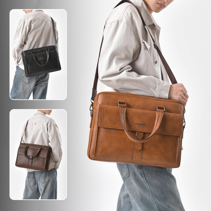 กระเป๋าเอกสารผู้ชายหนัง PU สีน - Leather Briefcase บทวิจารณ์และราคา