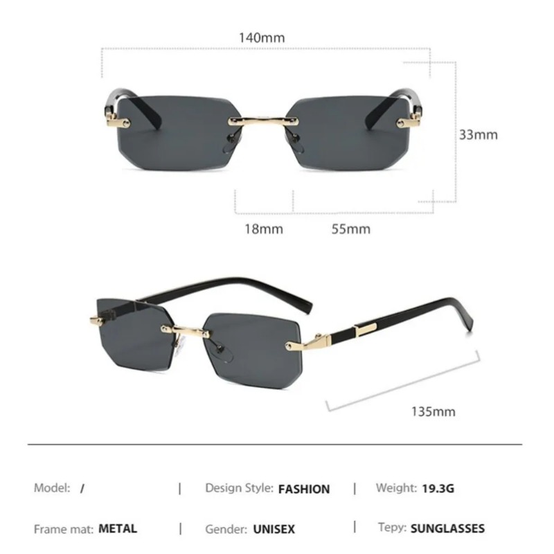 แว่นกันแดดทรงสี่เหลี่ยมไร้กรอบ - Designer Sunglasses บทวิจารณ์และราคา
